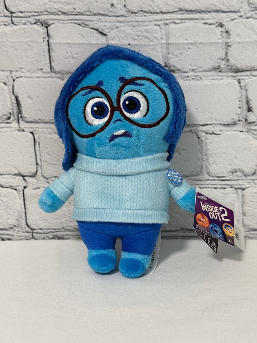 New Disney Sadness Plush Toy - Light Blue, Dark Blue